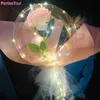 3pcs set LED Luminous Balloon Rose Bouquet Transparent Bobo Ballon Valentines Day Gift Glow Party Birthday Wedding Decor Balloon Y2234