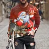 Kadın Tişörtleri Noel Üstleri 3D Baskı Yaz Erkekler T-Shirt Sıradan Uzun Kollu Büyük Boyut Moda Külot Traend Erkek Giyim