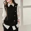 Women's Vests Fashion Knitted Vest For Women Sleeveless Sweater Retro Knit Tank-Top Korean Female Autumn And Winter Pullover