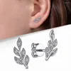 Stud Earrings Huitan Fancy Leaf Shape Silver Color Ear Accessories For Women Daily Wear Minimalist Gift Statement Jewelry 2024