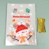 Present Wrap 50st Christmas Bag Transparenta Plastic Pavs For Presents Candies Cookies Xmas Home Store Wrapping