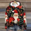 Kvinnors hoodies vintage Santa Print Hoodie Långärmad glad julhuven Pullover Set Women Woman Plain Sweatshirt Färg