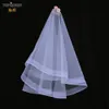 TOPQUEEN V69 Wedding Veil Fingertip Veil Two Tier Minimalist Bride Veil with Blusher Bridal Veils with Comb Dress Veil for Bride 240123