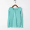 Kvinnors T-skjortor Heliar Women Cotton T-shirts Solid Drawstring Long Sleeve Y2K Tops för kort 2024 sommar