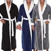 Homens sleepwear homens roupão homem manga longa inverno quente nightwear casual flanela robe de pelúcia masculino banho camisola