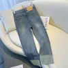 Vintage S6XL Hög midja sömmar färg raka byxor kvinna koreansk mode lös streetwear denim byxor avslappnade kvinnor 240118