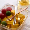 Forchette Set di forchette da frutta semplici Mini carino dessert in acciaio inossidabile Argento Oro Rosa Posate per torta Cutery per stoviglie domestiche