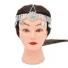 Grampos de cabelo indiano árabe metal boho cabeça correntes moeda borla esculpida flor dança festa usar cristal headbands cigano turco jóias