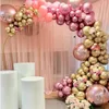 146st Chrome Gold Rose Pastel Baby Pink Balloons Garland Arch Kit 4D Rose Balloon för födelsedagsbröllop Baby Shower Party Decor T2284M