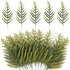 Decorative Flowers 1/10Pcs Artificial Pine Branches Christmas Ornaments Fake Plant Leaves DIY Garland Faux Cedar Twig Stems Green Decoration