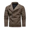 Men's Jackets Men Winter Fleece Warm Diagonal Zipper Motorcycle Coats Mens Fashion Biker PU Slim Overcoat Military Leather Jacket