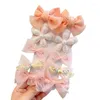 Hårtillbehör Little Girls Hairpin Bulk Lovely Flower Bows Side Clip for Children 10st Korean Style Kids Sweet Bowknot K1kc