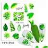 Autocollants décalcomanies adhésives pour ongles, décalcomanie et autocollant fleur feuille arbre vert Simple été bricolage curseur pour manucure Art Decora livraison directe Otli7