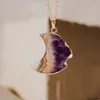 Pendant Necklaces YEEVAA Moon Amethyst Natural Stone Birthstone Gold Plated Necklace