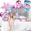 Party Decoration 32inch Little Mermaid Balloons Number Foil Balloon Wedding 1st Birthday Kids Baby Shower Helium Globos