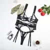 Set di reggiseni YBFDO Lingerie sexy Intimo da donna Kit reggiseno di pizzo trasparente Set push up Donna 3 pezzi Giarrettiere Esotico