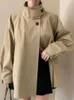 سترات نسائية Woherb Wohern Chic Women Women Vintage Stand Stand Button Windbreaker 2024 Autumn Casual Coats Chaquetas Mujer