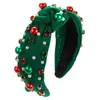 Pinces à cheveux 1 pièce de noël pour femmes, large bande perlée, mode sueur rouge vert strass, bandeau dame, accessoires féminins