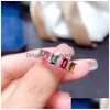 Cluster Rings Natural Mti-Color Tourmaline Ring for Woman M 5mm Sier 925 Gemstone Jewelry Drop Delivery Dhot7