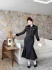 Designertwo 조각 드레스 가을 새 폴로 칼라 작은 향기로운 코트 포장 된 힙합 낚시 스커트 패션 유명인 여신 스타일 세트 msbr