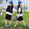 Ensembles de vêtements Été Casual Filles Garçons Coton Patchwork T-shirt Tops Shorts Pantalon École Enfants Survêtement Enfant Outfit Cargo Style 3-14 ans