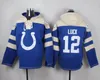 Indianapolis''Colts''Men #28 Jonathan Taylor 12 Andrew Luck 96 Henry Anderson Custom Blauw/Wit Tijdloze Must-Have Lace-Up Pullover Hoodie