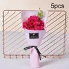 Dekorativa blommor 5/7 Head Mini Rose Soap Bouquet Artificial Fake Wedding Birthday Guests Present Valentine's Day Gift Party Decor