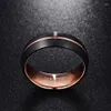Wedding Rings 8MM Tungsten Carbide Ring For Bands Couple Women Men Black Dome Frosted Surface Rose Gold Middle Slot282N