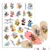 Stickers stickers nagel zelfklevende sticker en sticker bloem blad boom groen eenvoudig zomer diy slider voor manicure kunst decora drop levering Otyqm