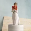 Dekorativa figurer 1 PC-imitation Trä snidande förälder-barn Staty Prydnad Valentins dag Par Souvenir Present Angel Harts Home