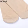 Meias femininas BONAS 6 pçs/set 15D Plus Size Collants T Virilha Cor Sólida Nylon Para A Pele de Alta Elasticidade Meia-calça Sem Costura Feminina