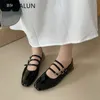 Suojialun Autumn Women Flat Flate Shoes Round Toe Ladies Sytegant Mary Jane Outdoor Dress Ballet 240126