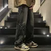 Herrbyxor stjärnor jeans för män high street mode hip hop koreanska streetwear denim rakt löst bred ben manliga baggy byxor y2k
