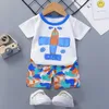 Ensembles de vêtements en coton pour bébés garçons et filles, costume d'été pour bébés, T-shirt mignon, T-shirt à manches courtes et Shorts, goutte