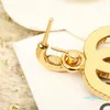 Designer Brass Earrings Classic Double Letter Pendant Inlaid Swarovski Diamonds Women Charm Jewelry Girl Fashion Gift