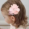 Acessórios de cabelo Ncmama 3 '' Bebê Flor Artificial Clipes Doce Meninas Floral Malha Rosa Pérola Grampos Barrette Hairgrips