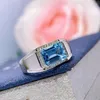 Cluster Rings Model White Gold S925 Silver Ring With Natural Sky Blue Topaz Stone 7 9mm For Wedding Party Gift Dating