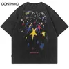 T-shirts pour hommes Hommes Vintage Y2K Hip Hop Coloré Star Meteor Graphique Imprimé Lavé Tshirt Punk Gothique Surdimensionné Tee Harajuku Mode Top