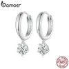 Çember Küpe Bamoer 925 Gümüş 0.5Ct Moissanite Ear Buckes Klasik Kadın Nişan Düğün Güzel Takı Hediyesi