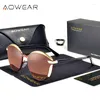 نظارة شمسية Aowear Cat Eye Vintage Women Ladies استقطاب مرآة شمسية مصممة فاخرة Cateye Sun Glasses Lunette de Soleil