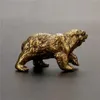 Vintage Copper Brown Bear Statue Solid Brass Polar Animal Decoration Mini Tea Table Pet Desk Accessories Technology 240124