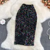 Skirts OL Professional High-waist Sequined Skirt For Fall Winter Women's Style Thin Hip One-step KK1730