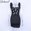 캐주얼 드레스 Dulzura Backless Bodycon 전면 지퍼 미니 드레스 2024 여름 가을 여성 섹시한 민소매 발크 솔리드 파티 Zip