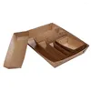 Vaisselle jetable 5 pièces plateau de service en papier revêtement Kraft forme de bateau Snack boîte ouverte frites poulet (20X6 3 cm)