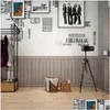 Wall Stickers 3D Wallpaper Self-Adhesive Wall Stickers Wood Grain Skirt Decoration Living Room Foam Anti-Collision Soft Three-Nsional Dhyhq