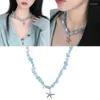 Collares colgantes Collar de estrella de mar con estilo para mujeres Niñas Hecho a mano Océano Mar Animal San Valentín Cumpleaños Gargantilla Cadena 264F