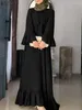 Ethnic Clothing ZANZEA Women Ong Sleeve Ruffles Muslim Abaya Sundress Summer Maxi Dress Vintage LRobe Femme Solid Lace Up Vestido Eid