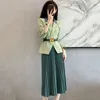 Robe de deux pièces Unxx Costume élégant Jupe midi plissée Deux pièces Printemps Automne Slim Blazer Ensemble Mode coréenne Costumes professionnels Femmes