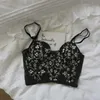 Reggiseni Reggiseno ricamato tridimensionale sexy corsetto in pizzo a lisca di pesce petto allargato con anello in acciaio Intimo bralette 2/1 mezza tazza YQ240203