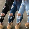 Women's Jeans Indie Style Korean Fashion Women Midi-waist Solid Color Ripped Hole Tassel Stretch Denim Pencil Long Trousers Casual Pants